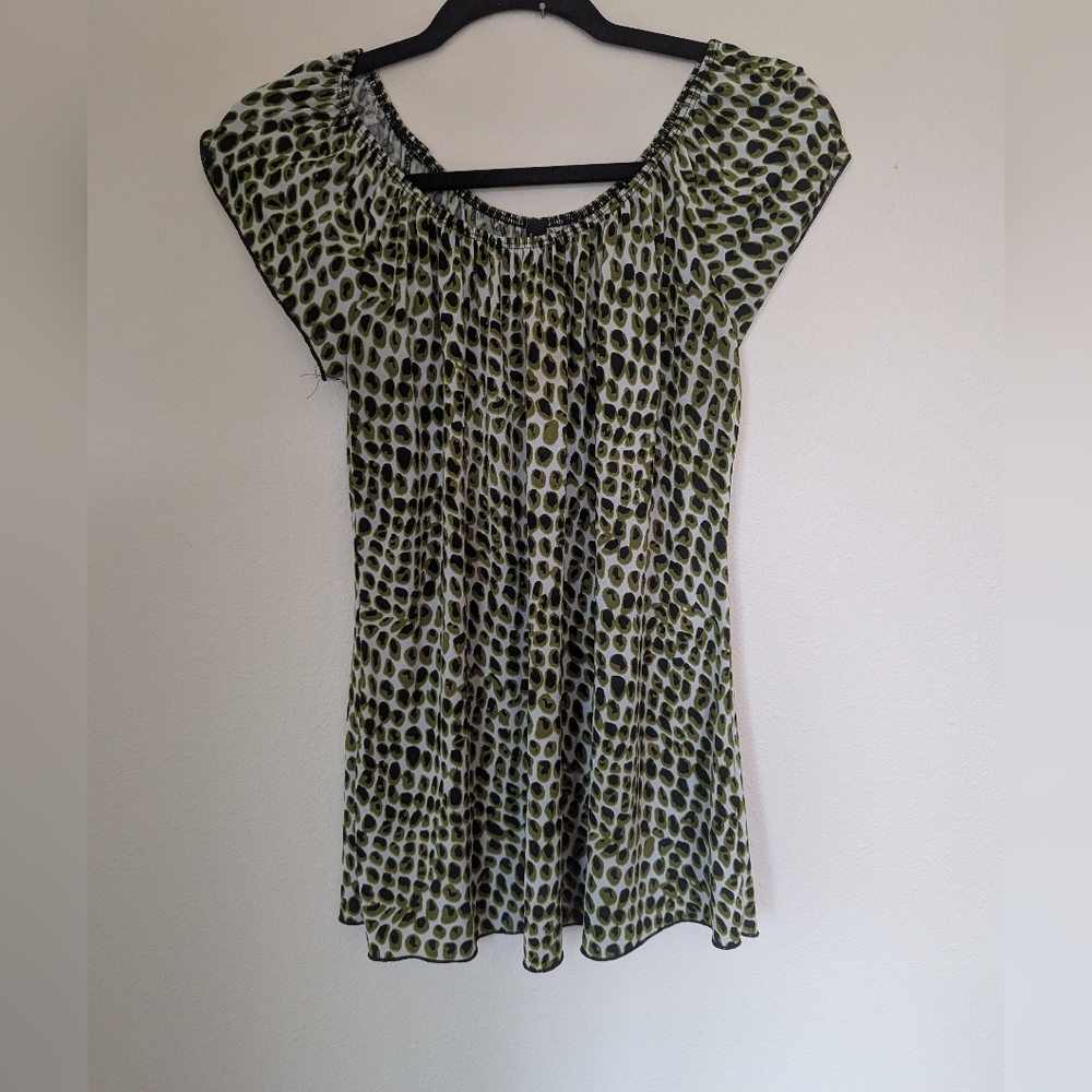 Jason Maxwell Olive Patterned Blouse Size M